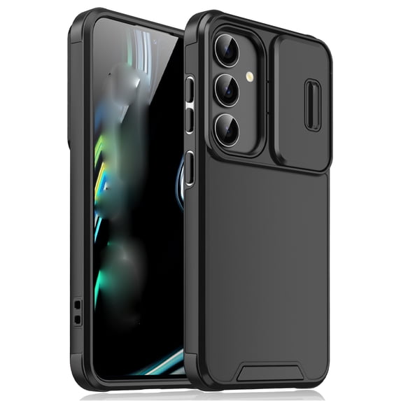 forSamsung Galaxy A32 5G 2-in-1 Phone Case, with Sliding Camera Lens Cover Military Grade Non-Slip Anti-fall Shockproof Heavy Duty Non-slip Protective Phone Case Cover,Black