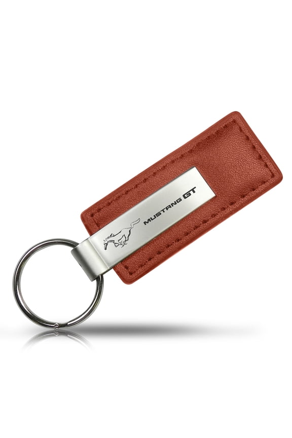ford mustang gt brown leather key chain