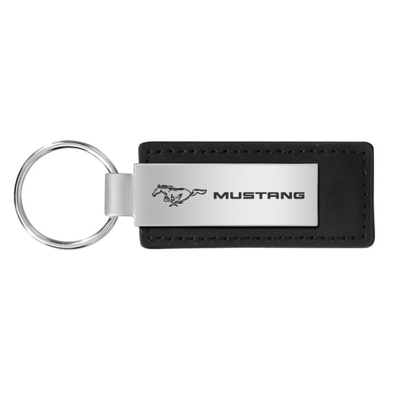 ford mustang large black leather key chain