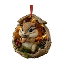 forest Animal Christmas Ornament - Squirrel in Nut Shell Resin Ornament,Holiday Decor,Winter Wonderland Tree Decoration,Nature-Inspired Gift,2025 Holiday Decorations