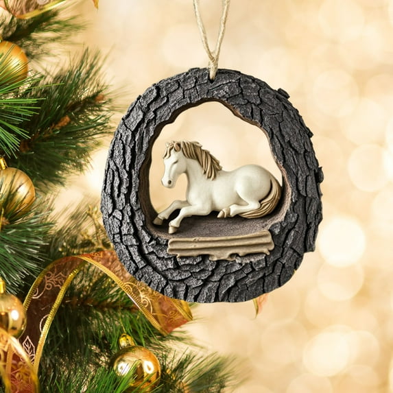 forest Animals Christmas Ornaments, Oval Acrylic Christmas Tree Decorations, Christmas Gifts Souvenir with Hanging String for Holiday Home Decor, 8cm