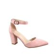 thumbnail image 1 of forever Link Women’s Shoes Pointed Toe Ankle Strap Chunky Heel, Dusty Pink, 5, 1 of 2