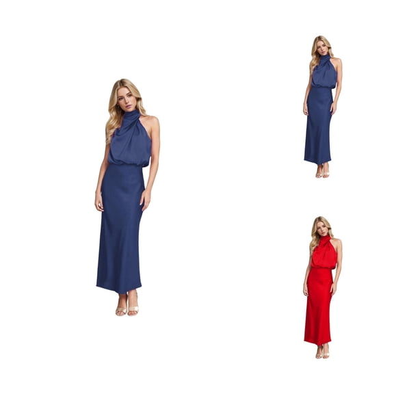 formal Dresses for Women Prom Dress Elegant Women's Fashion Sexy Solid Color Bodycon Round Neck Short Sleeve Casual Long Dress