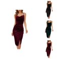 thumbnail image 1 of formal Gowns and Evening Dresses Holiday Party Dresses for Women Fashion Solid Sleeveless Sheath Velvet Asymmetrical Party Elegant Dresses Evening Dress, 1 of 10