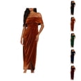 thumbnail image 1 of formal Gowns and Evening Dresses Holiday Dress Ladies One Shoulder Slit Dress Velvet Skirt, 1 of 8