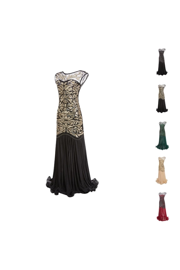 formal Gowns and Evening Dresses Wedding Guest Dresses for Women Vintage 1920s Sequin Beaded Tassels Party Night Hem Flapper Gown Dress
