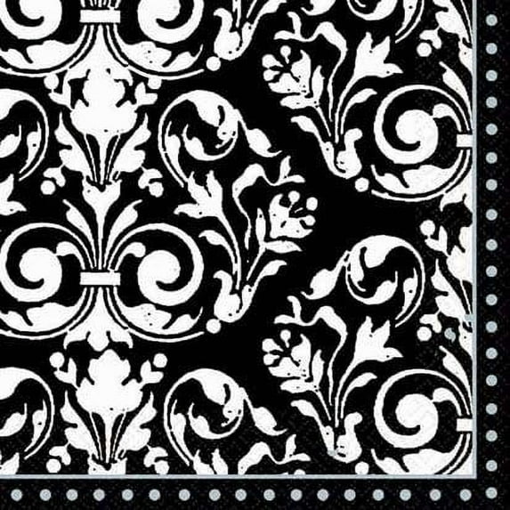 formal affair black and white french scroll beverage napkins 16 ct