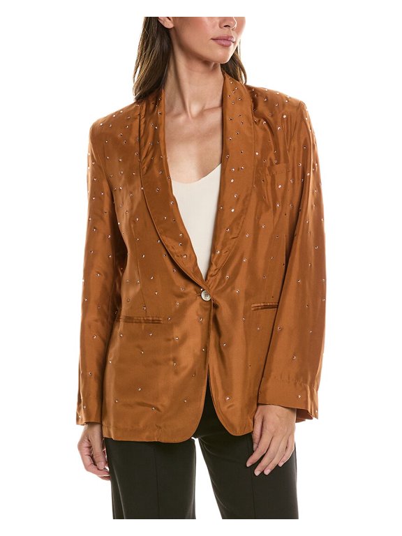 womens Silk Jacket, IV, Brown