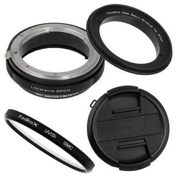 fotodiox rb2a 55mm macro reverse ring kit with g and dx type lens aperture control, 52mm lens cap and 52mm uv protector fits nikon d1, d1h, d1x, d2h, d2x, d2hs, d2xs, d3, d3x, d3s,