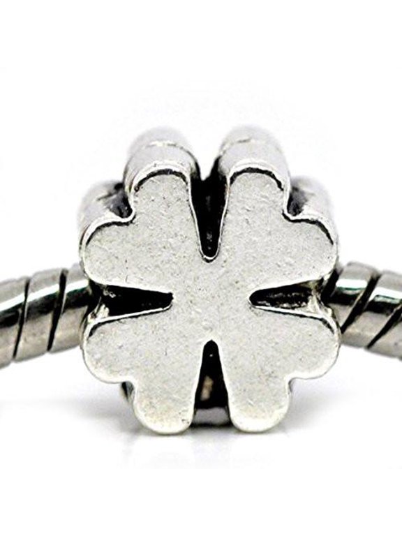 four Leaf Clover Charm European Bead Compatible for Most European Snake Chain Bracelet