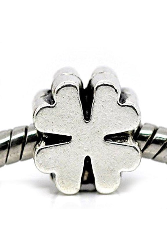 four Leaf Clover Charm European Bead Compatible for Most European Snake Chain Bracelet
