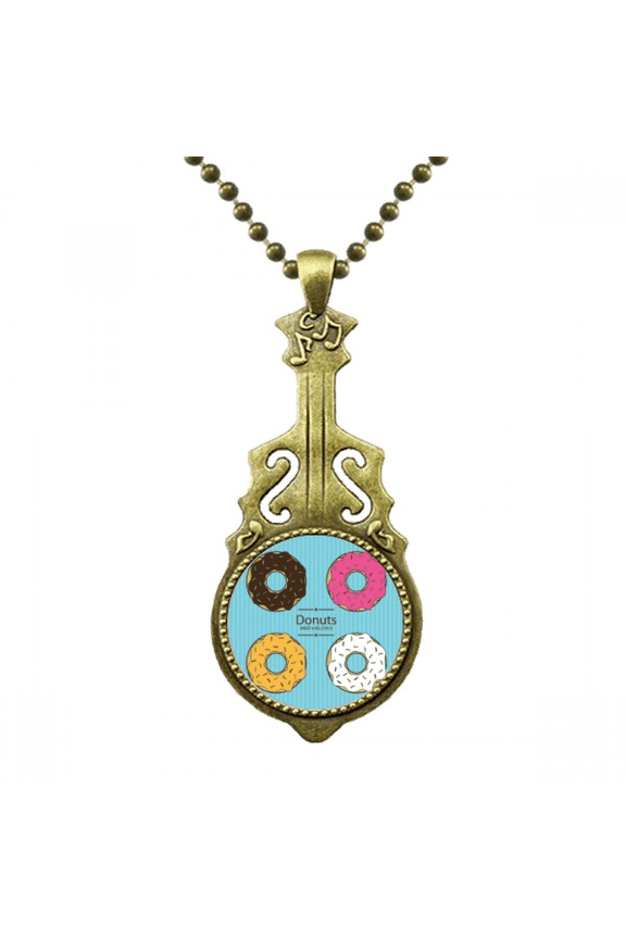 four color dessert sweet food necklace antique guitar jewelry music pendant