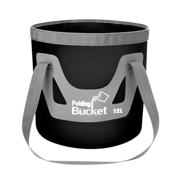 Collapsible Bucket Water Container Portable Folding Camp Wash Basin for Outdoor Traveling Hiking Fishing Car Washing Gardening Camping (Black, 12L)