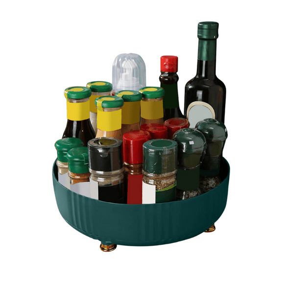 Green Lazy Susan Organizer 11 Inch Turntable for Kitchen, Pantry, Fridge, Bathroom, and Vanity Countertops, Acrylic Rotating Organizer, Pack of 1