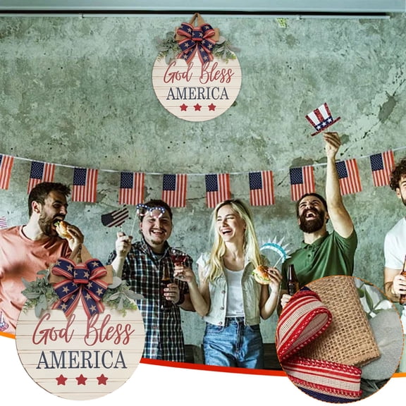 fourth of July Accessories, Independence Day Wooden Wall Hanging Sign Home Party Decoration