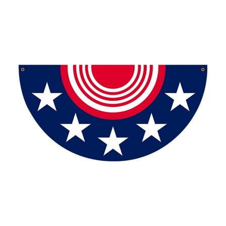 USA Pleated Fan Flag 3x6 Ft American USA Bunting Flags Outdoor Embroidered Patriotic Memorial Day Independence Day 4th of July Decoration Red White Blue