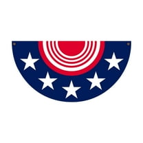 USA Pleated Fan Flag 3x6 Ft American USA Bunting Flags Outdoor Embroidered Patriotic Memorial Day Independence Day 4th of July Decoration Red White Blue