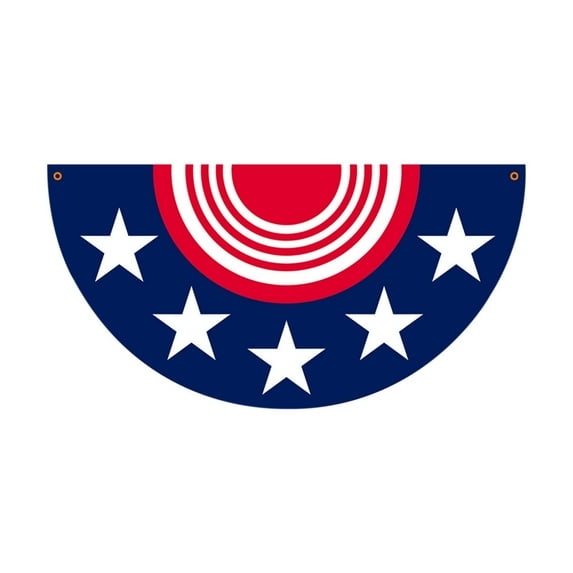 USA Pleated Fan Flag 3x6 Ft American USA Bunting Flags Outdoor Embroidered Patriotic Memorial Day Independence Day 4th of July Decoration Red White Blue