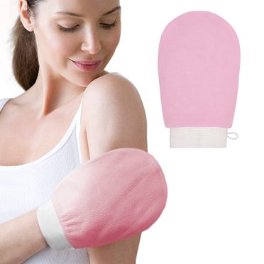 L'Exfose Moroccan Kessa Exfoliating Gloves 2-Pack – Natural Viscose Mitts For Dead Skin, Keratosis Pilaris & Self-Tan Prep