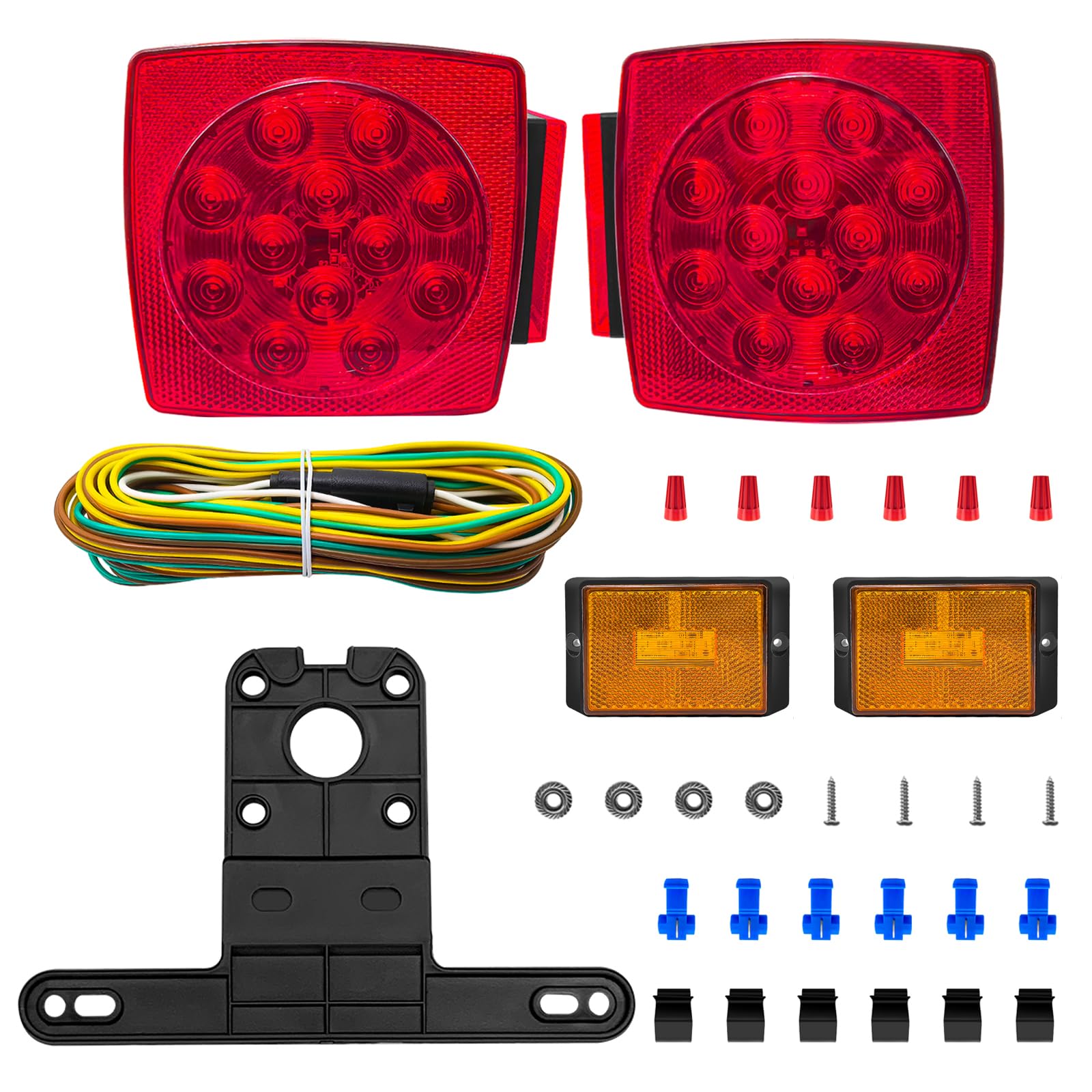 fouwick 12V LED Submersible STF9 Trailer Lights KIT with wiring KIT