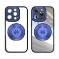 thumbnail image 1 of for iPhone 14 Pro Back Case with Lens Protector, Slim TPU Frame Rotating Ring Bracket Magnetic PC Clear Back Anti-Scratch Anti-fingerprint Phone Case for iPhone 14 Pro, Blue, 1 of 7