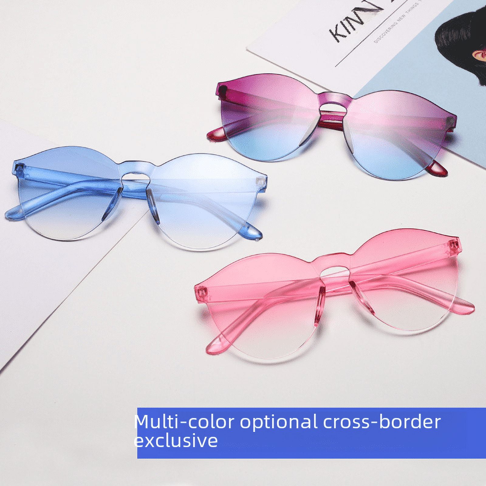 frameless onepiece jelly transparent sunglasses European and American