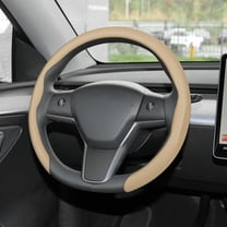 frani Nappa Leather Steering Wheel Cover, Universal 15 Inch Premium Non-Slip Steering Wheel Cover White