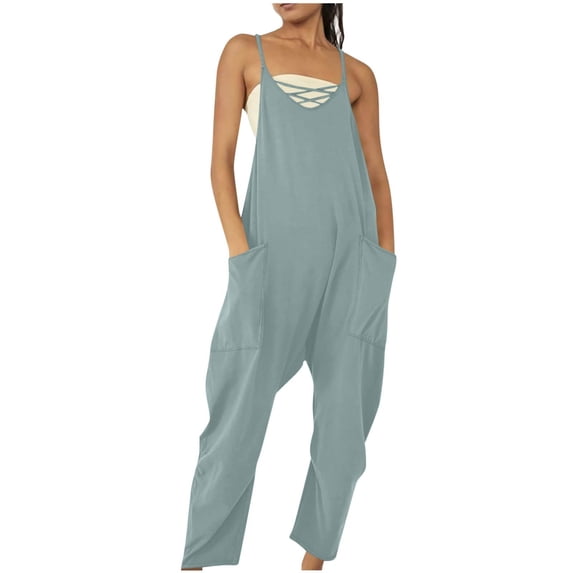 frariair Adjustable Denim-Look Jumpsuits – Moisture-Wicking Summer Casual Outfits Light Blue