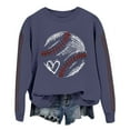 thumbnail image 1 of frariair Baseball Print Women Pullover Crew Neck Casual Top Long Sleeve Loose Fit Fleece Hoodie Streetwear Style Navy XXL, 1 of 4