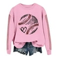 thumbnail image 1 of frariair Baseball Print Women Pullover Crew Neck Casual Top Long Sleeve Loose Fit Fleece Hoodie Streetwear Style Pink S, 1 of 4
