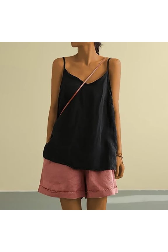 ​Bohemian Inspired Sleeveless Top Featuring Adjustable Straps Perfect For Artisan Fair Exploration And Seaside Cafe Culture​ Black