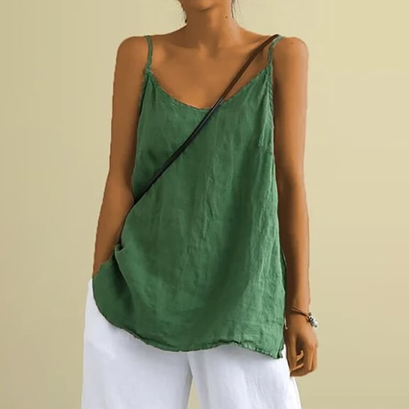 frariair ​Bohemian Inspired Sleeveless Top Featuring Adjustable Straps Perfect For Artisan Fair Exploration And Seaside Cafe Culture​ Green