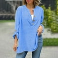 thumbnail image 1 of frariair ​Bohemian Linen Blend Top Featuring Relaxed Silhouette Perfect For Farmers Market Strolls And Antique Hunting​ Blue, 1 of 6