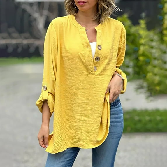 frariair Bohemian Linen Blend Top Featuring Relaxed Silhouette Perfect For Farmers Market Strolls And Antique Hunting Yellow