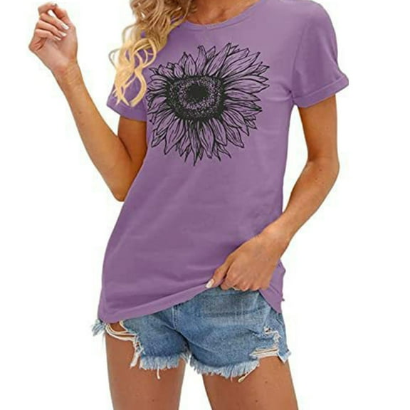 frariair ​Boho Chic Loose Fit Tee Featuring Rolled Sleeves And Round Neck Perfect For Music Festivals And Cafe Culture​ Purple