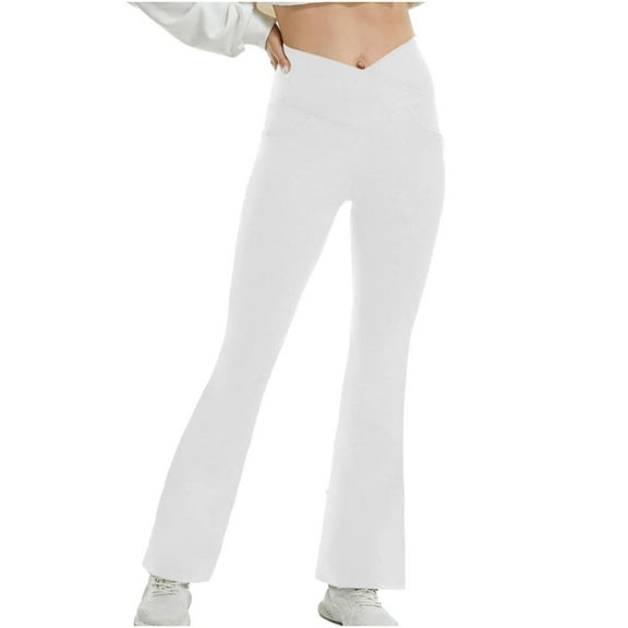 frariair Bootcut Leggings for Women High Waist Stretchy Yoga Workout Causal Trendy Pants With Pockets White