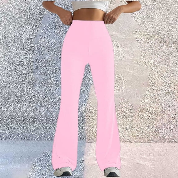 frariair Bootcut Leggings for Womens Stretch High Waist Regular Solid Flared Pants Active Workout Yoga Trousers Pink