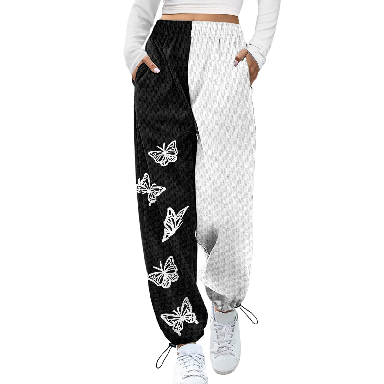 frariair Bottom Fit Jogger Sporty Waist Print High Sweatpants Pockets