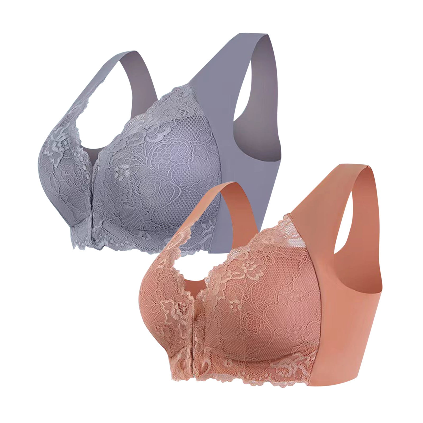 frariair Bras for Women 2 Pack Thin Laceless Ring Comfortable ...
