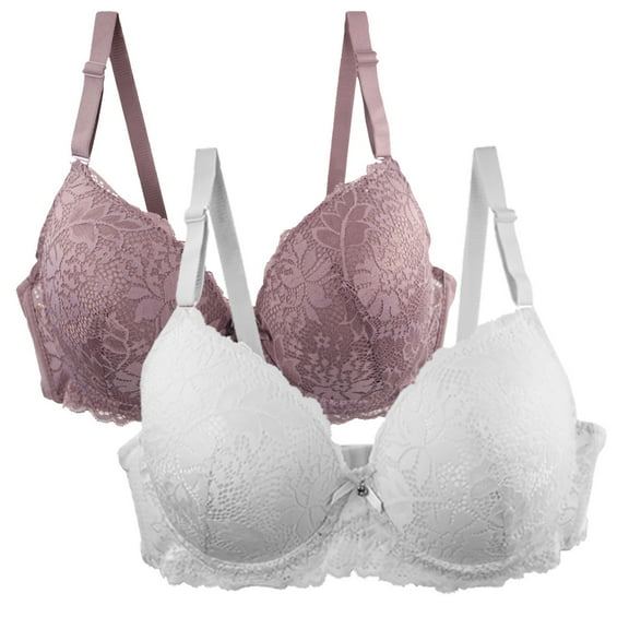 frariair Bras for Women 2 Pack Of Bra Set Lace Up Comfortable With Adjustable Straps Elegant Underwear Everyday And Leisure Multicoloured Bras