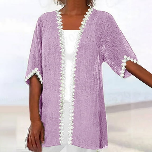 frariair Breathable Summer Cardigan With Boho Style And Versatile Design For Outdoor Lounging And Indoor Comfort Purple