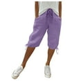 thumbnail image 1 of frariair ​Breathable Women's Linen Blend Shorts Pull On Elastic Waist Loose Fit Casual Summer Streetwear Shorts​ Purple, 1 of 8