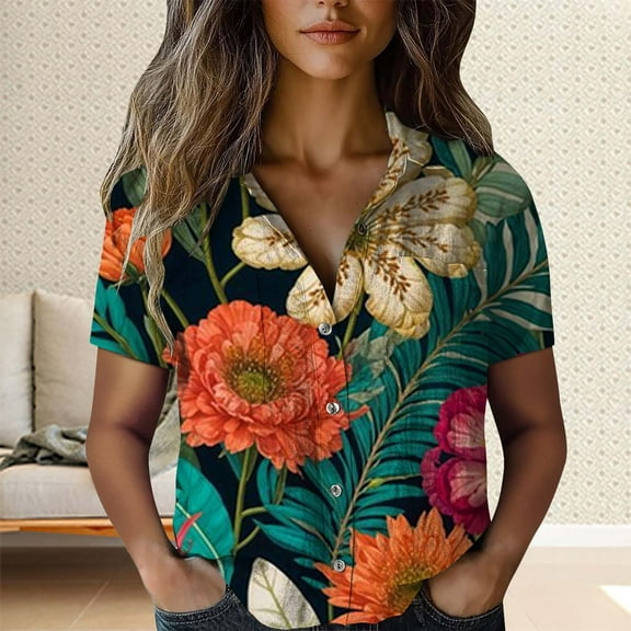 frariair Casual Comfort Women's Shirt Featuring Vintage Floral Pattern And Lightweight Material For Daily Versatility Khaki