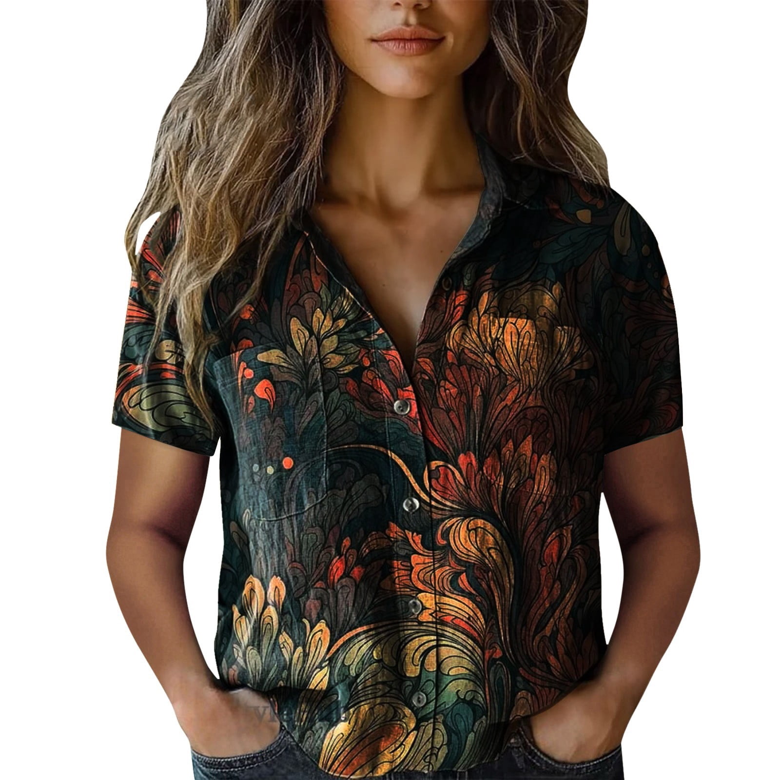 V Neck Flounce Blouse Light Beige