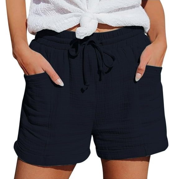 frariair ​Classic Dark Wash Women's Sporty Lounge Shorts Elastic Waist Comfortable Everyday Shorts For Warm Weather​ Navy