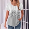 thumbnail image 1 of frariair ​Collared 3/4 Sleeve Bohemian Top Featuring Floral Motifs And Loose Fit Perfect For Bookstore Gatherings And Flea Markets​ Grey, 1 of 6