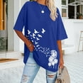 thumbnail image 1 of frariair ​Colorful Bloom Pattern Cotton T-Shirt With Relaxed Fit Design Perfect For Vacation Wear And Youthful Style Statements​ Blue, 1 of 5