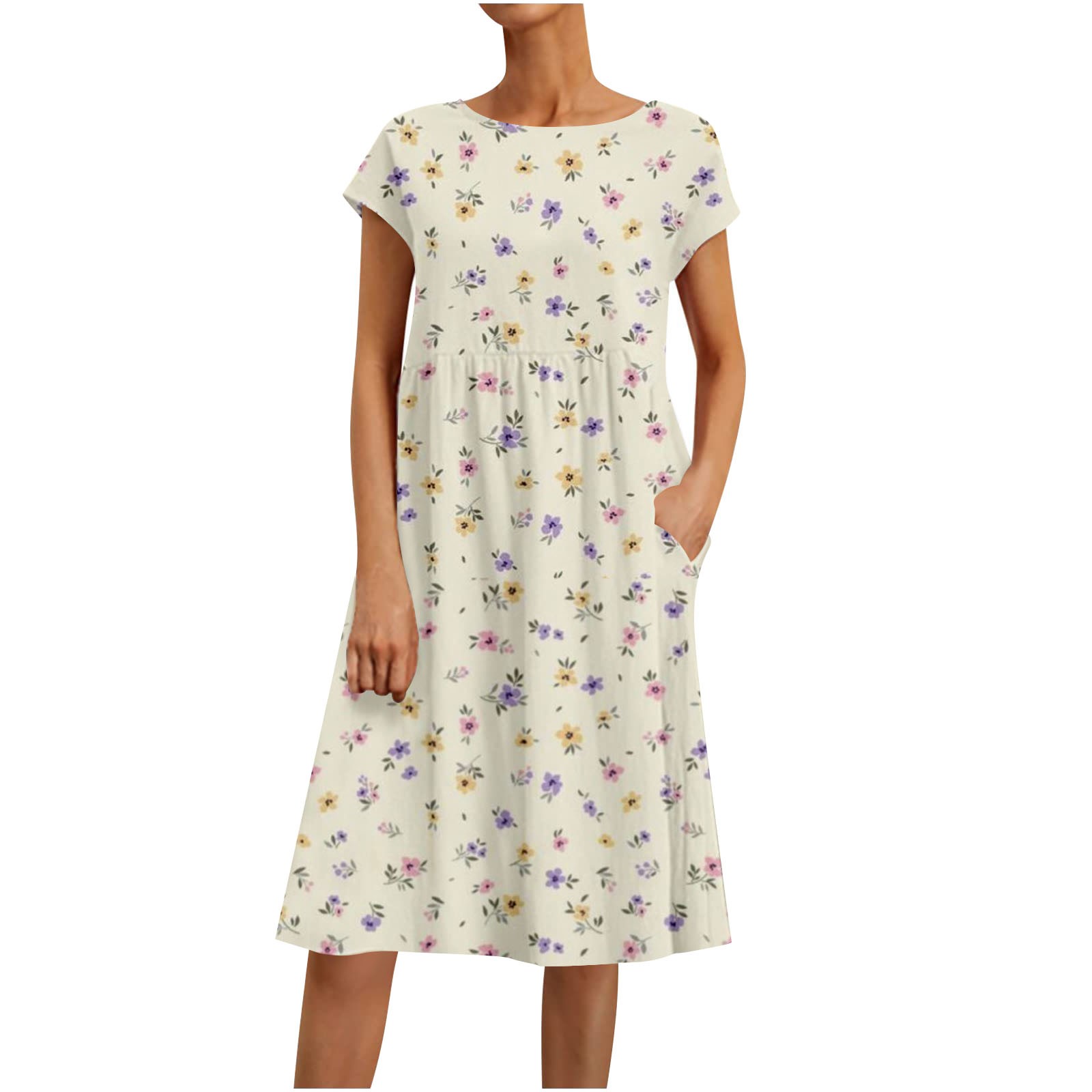 frariair Dresses For Women 2024 Summer Cotton Linen Floral Dress Loose