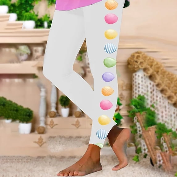 frariair Easter High Waisted Leggings for Women Tummy Control Plus Size Buttery Workout Leggings Solid Yoga Pants Tights White 1 PC