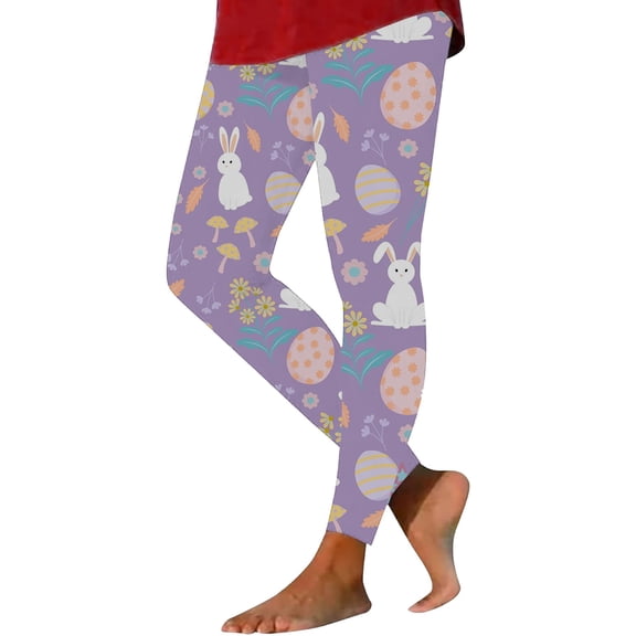 frariair Easter Leggings for Women Spring Bunny Egg Printed Slimming Yoga Pants Workout Leggings Yoga Pants